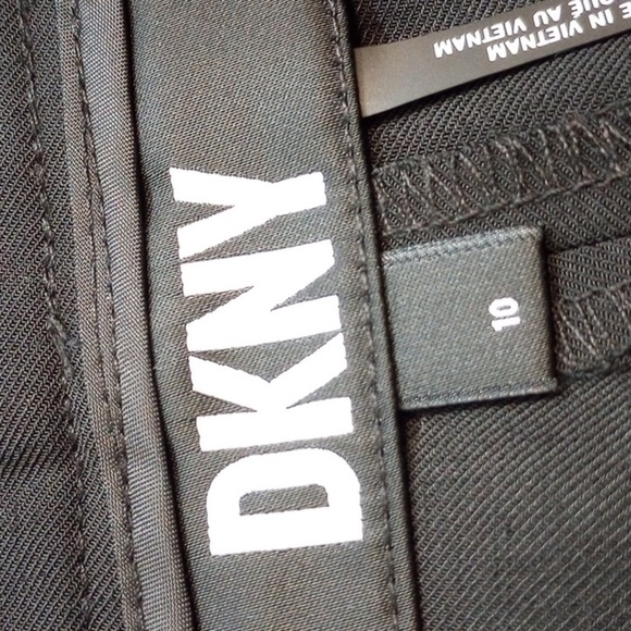 NWT DKNY Womens Dress Pants Sz 10 Black High Rise Straight Fit Tie Waist Cropped - Picture 4 of 7